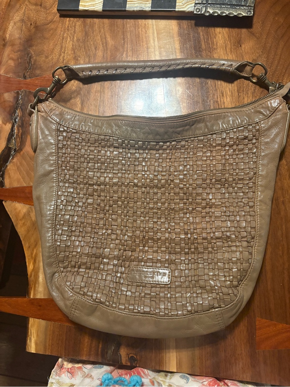 Liebeskind Berlin Woven sheep Leather Hobo Bag in Taupe
